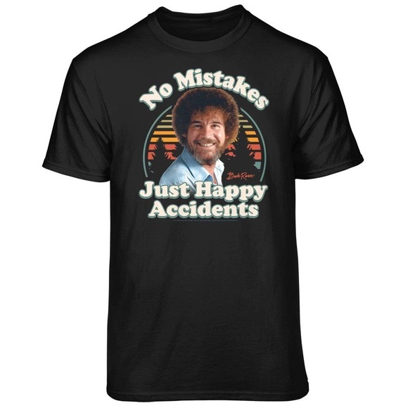 Staci_Santa Other - Bob Ross No Mistakes Just Happy Accidents Retro Graphic T-Shirt